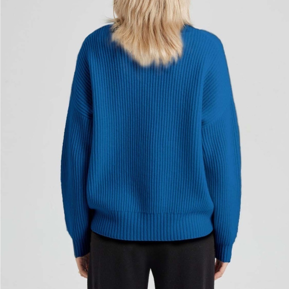 Gentle Herd Size M • Glacier Blue Cashmere Contrast Collar Polo Sweater - Picture 2 of 10